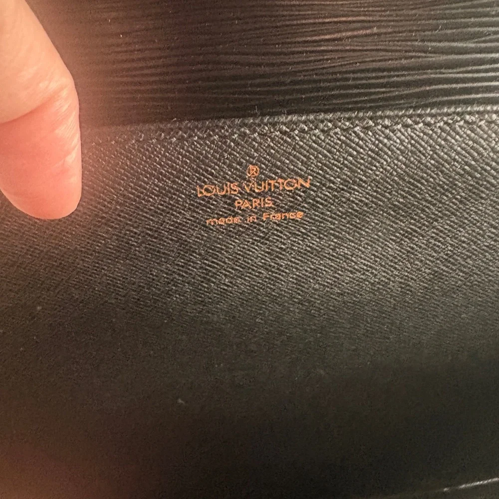 Louis Vuitton Epi Serviette Fermoir Briefcase Black Leather Gold Lock